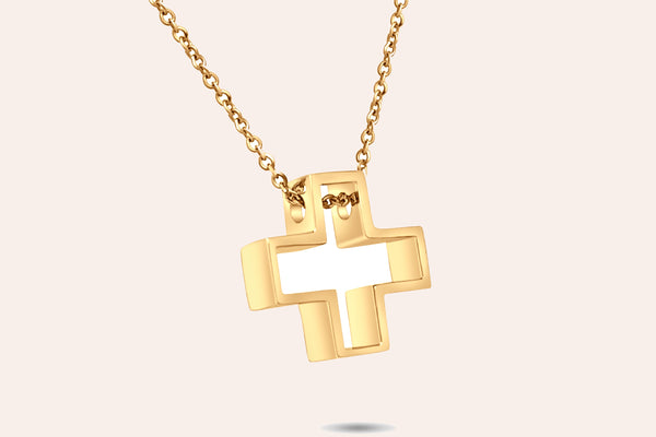 Necklace 14kt Yellow Gold Cross Silhouette