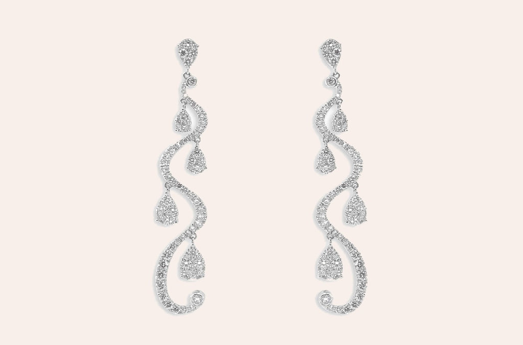 Earrings 18kt Gold Statement Chandelier with Diamonds