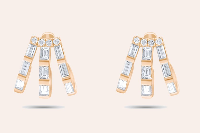 Earrings 14kt Rose Gold Cage Lobe Studs & Diamonds