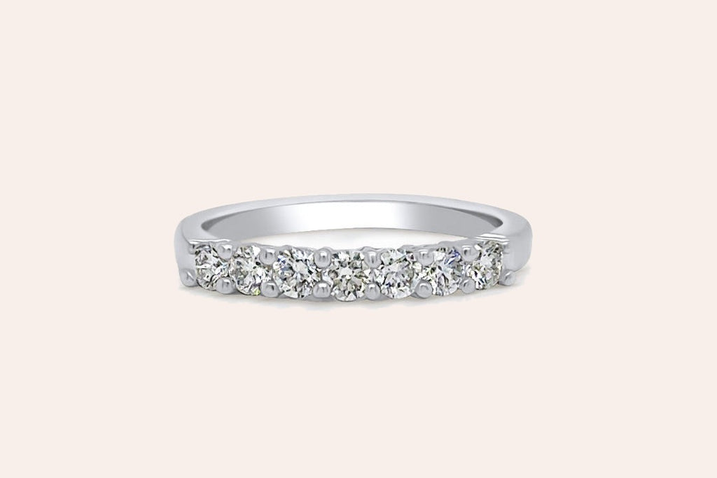 Ring Platinum Half Band 7 Diamonds 0.51 cts