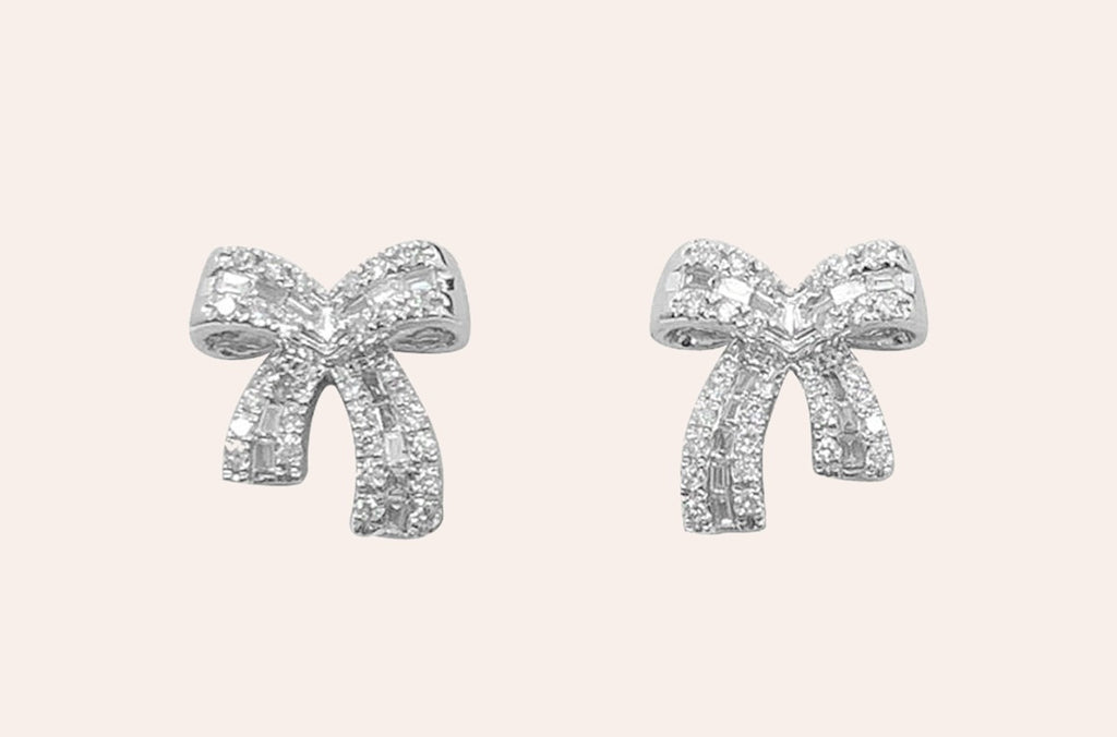 Earrings 18kt Gold Bows with Diamonds