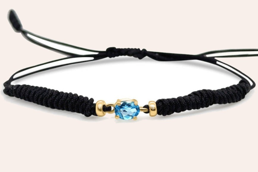 December Blue Topaz & Gold Birthstone Bracelet