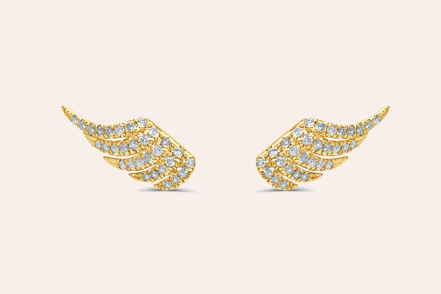 Earrings Wings 14kt Yellow Gold & Diamonds