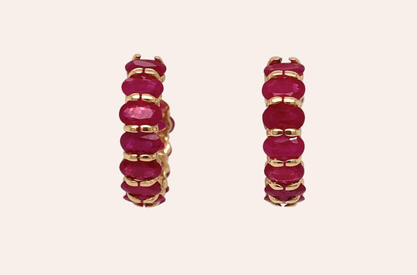 Earrings Hoops Oval Gemstones 18kt Gold