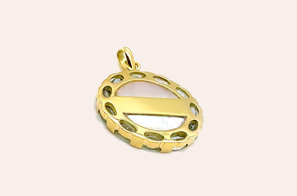 Medal Mother of Pearl Our Lady of Mount Carmen | Virgen del Carmen 18kt Gold & Aquamarines