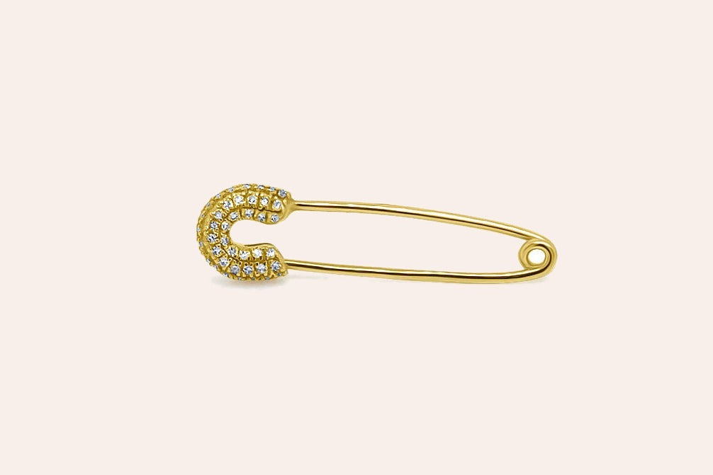Kids 14kt Gold Solid Safety Pin with Diamonds