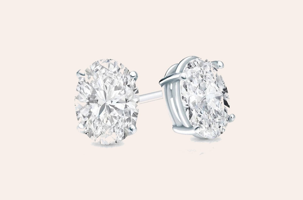 Earrings 0.40cts Oval Diamonds 18kt Gold Studs