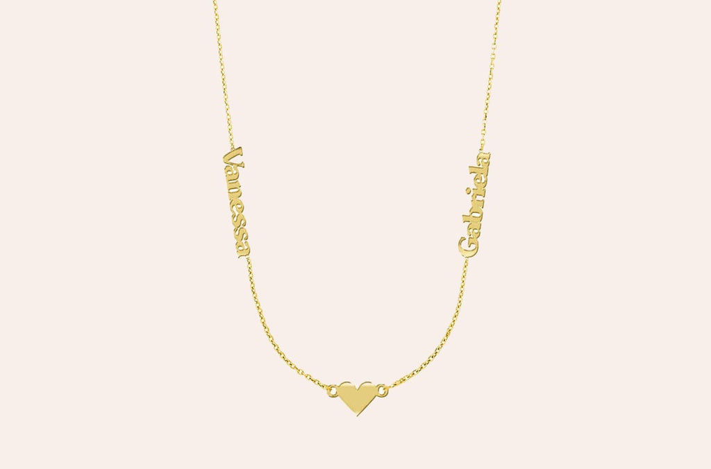 Necklace 14kt Gold Two Names & Form Personalized