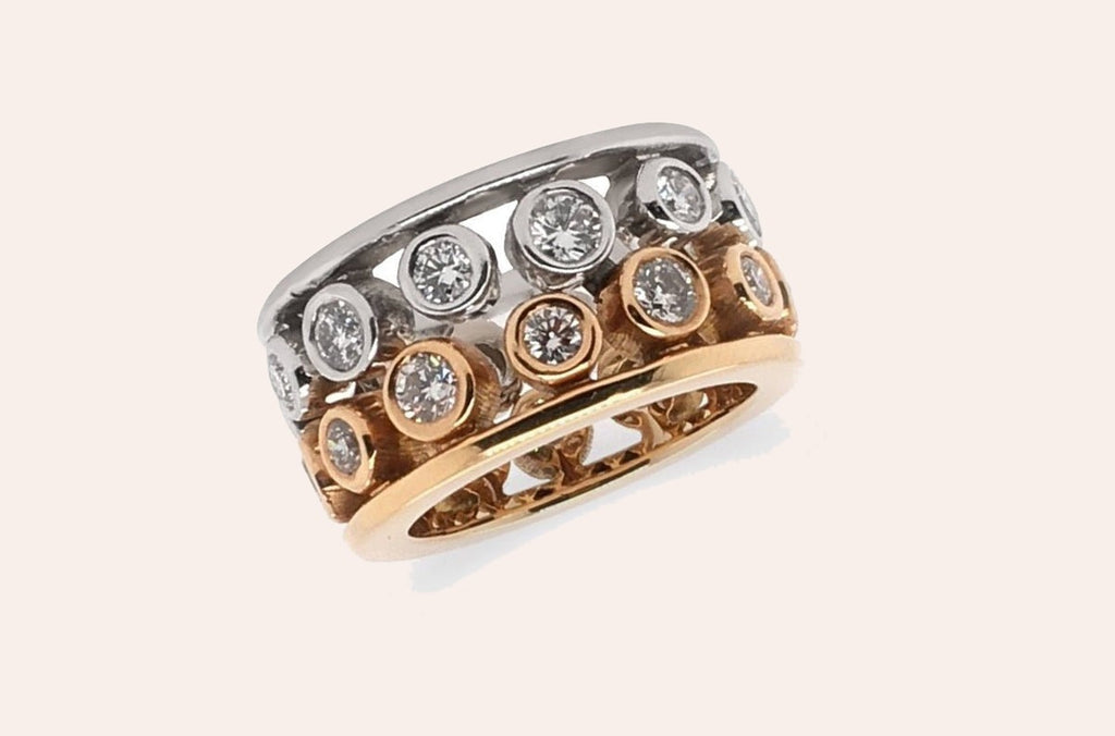 Ring Diamonds Designer Rose & White Gold