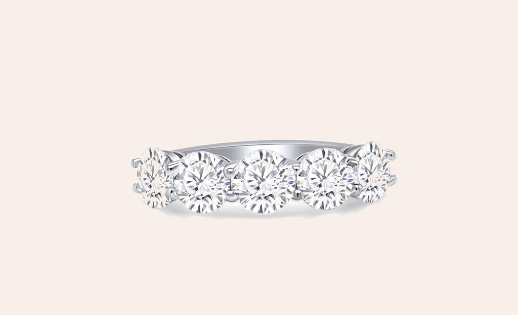 Ring Platinum Half Band 5 Diamonds 2.37 cts