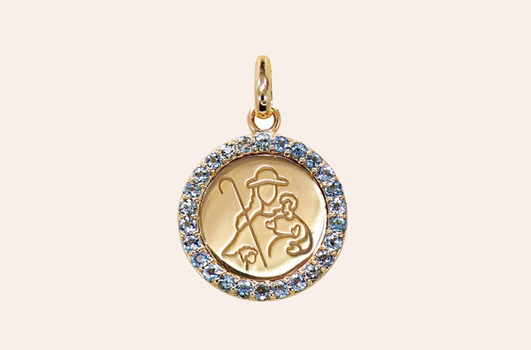Medal Divine Shepherdes | Divina Pastora Gold & Aquamarines