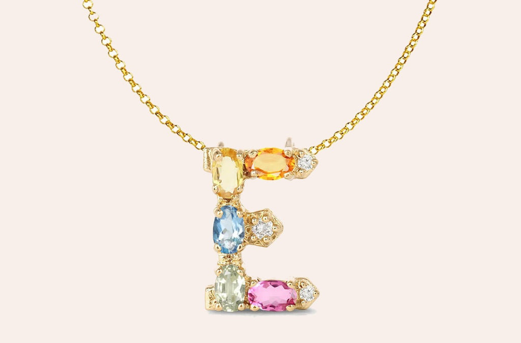 Pendant Letter E Initial 18kt Gold