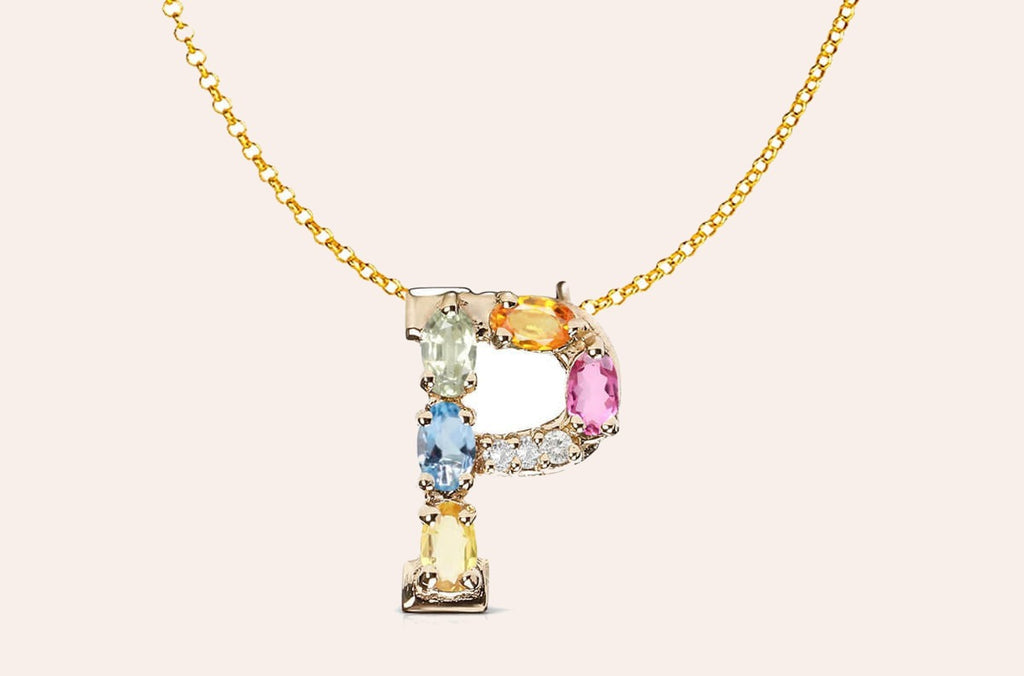 Pendant Letter P Initial 18kt Gold