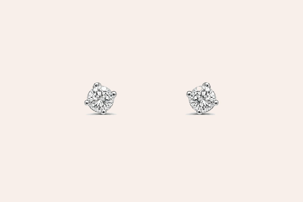 Mini Earrings 14kt White Gold Diamonds Round Studs