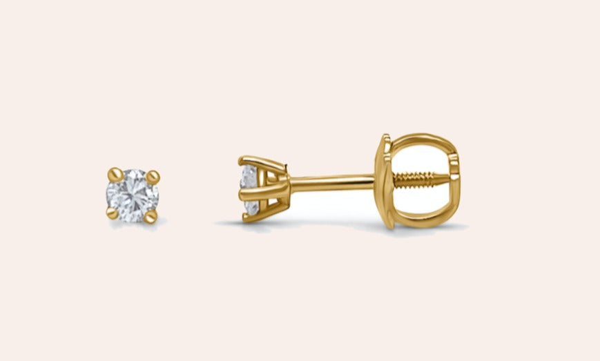 Earrings 14kt Gold 0.15 carats Diamonds Mini Studs