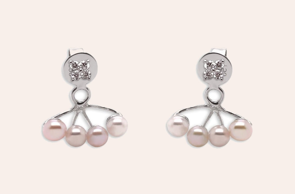 Earrings 18kt Gold Jacket Pearls and Diamonds