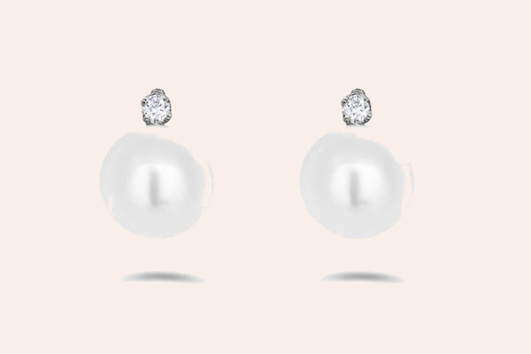 Earrings 14kt Gold Pearls & Diamonds