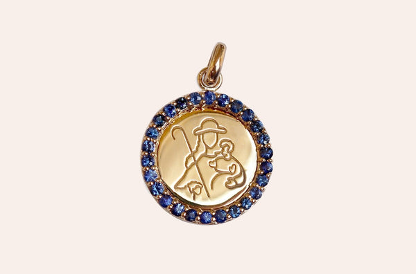 Medal Divine Shepherdes | Divina Pastora Gold & Blue Sapphires