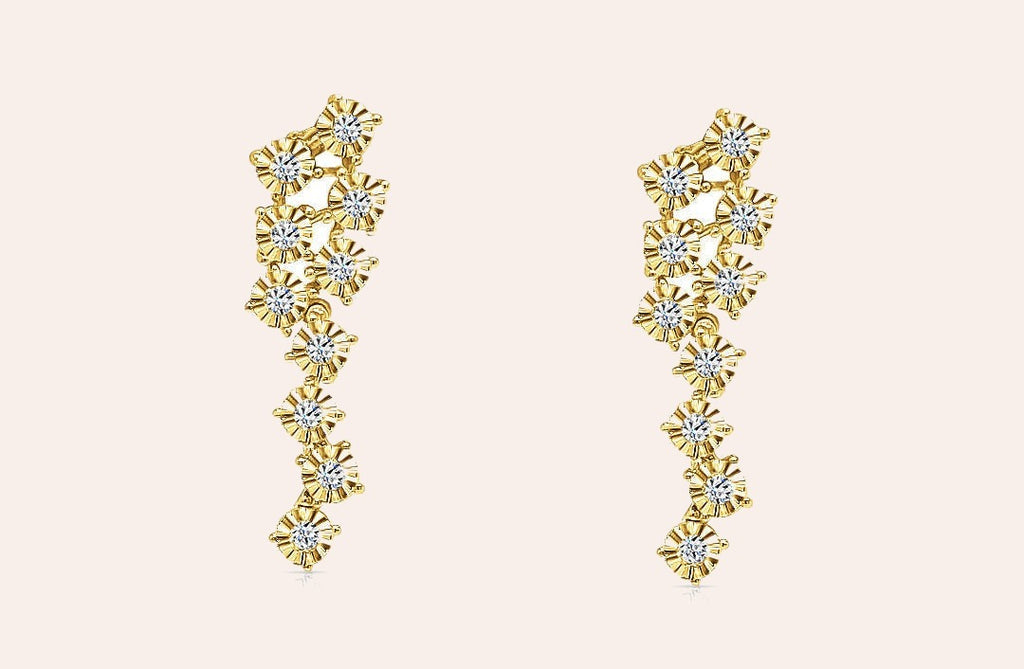 Earrings 18kt Yellow Gold and 0.36 cts Diamonds Drops