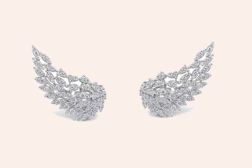 Earrings Wings 18kt White Gold Diamonds