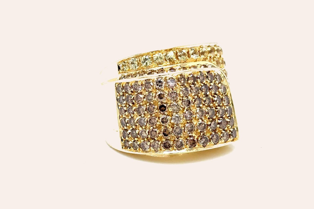 Paolo Piovan Gioielli 18Kt Yellow Gold Ring  Diamonds & YL Sapphires