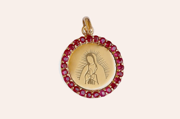 Medal Our Lady of Guadalupe | Virgen de Guadalupe Gold & Ruby
