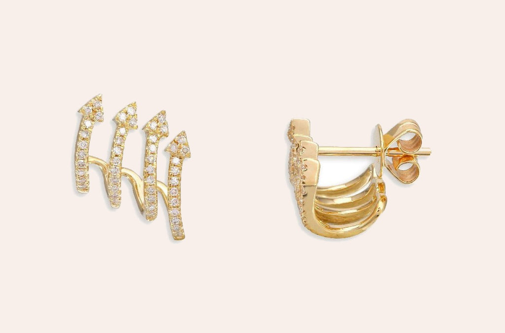 Earrings 14kt Gold Arrows Lobe Studs