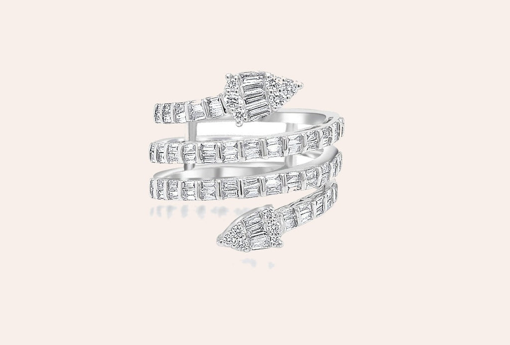 Ring 18kt Gold Spiral Mixed-Cut Diamonds