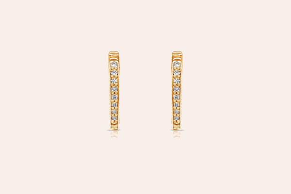 Earrings 14kt Yellow Gold Oval Hoops & Diamonds