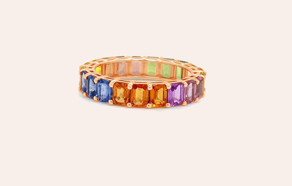 Eternity Ring Multicolor Sapphires & Rose Gold