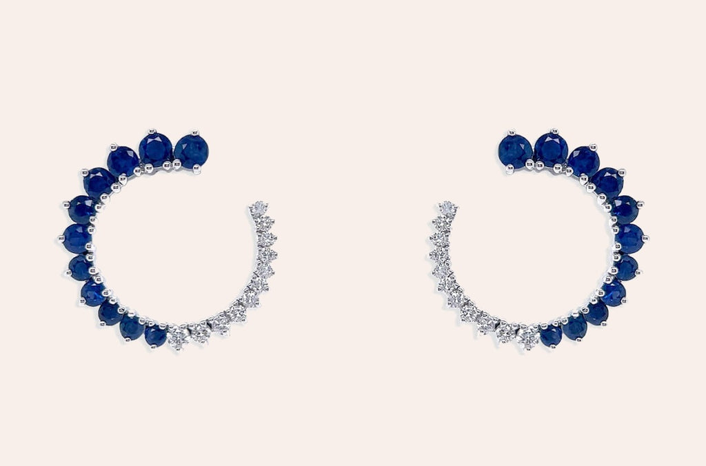 Earrings 18kt Gold Open Circle Gems & Diamonds Studs