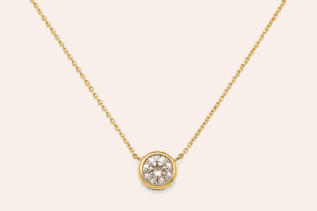Necklace 14kt Yellow Gold with Central Diamond 0.85 carats