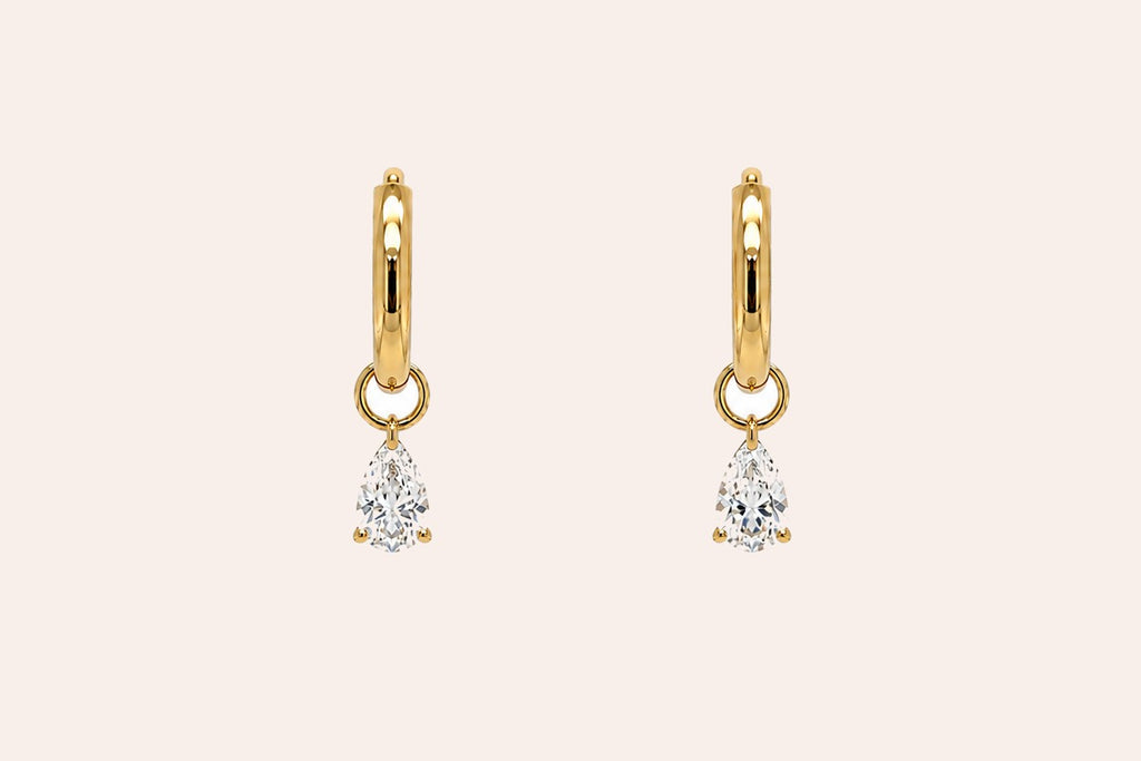 Earrings 14kt Gold Mini Hoops with Lab Diamonds