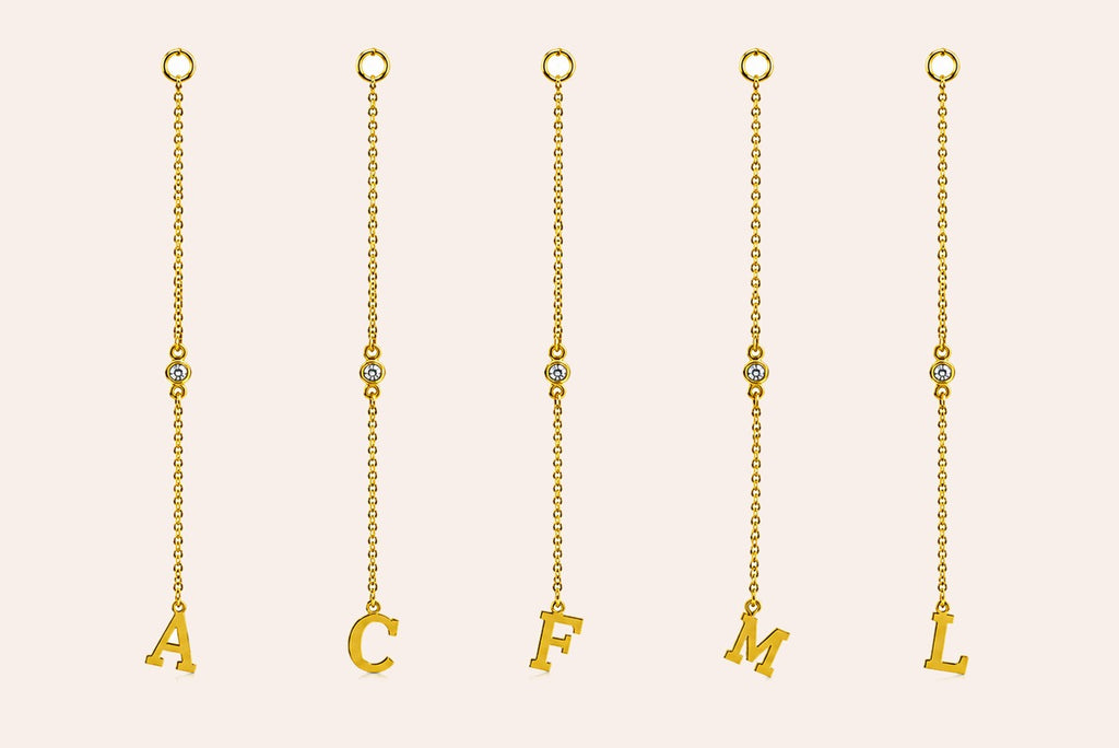 Earring Enhancer 14kt Yellow Gold Letter and Diamond