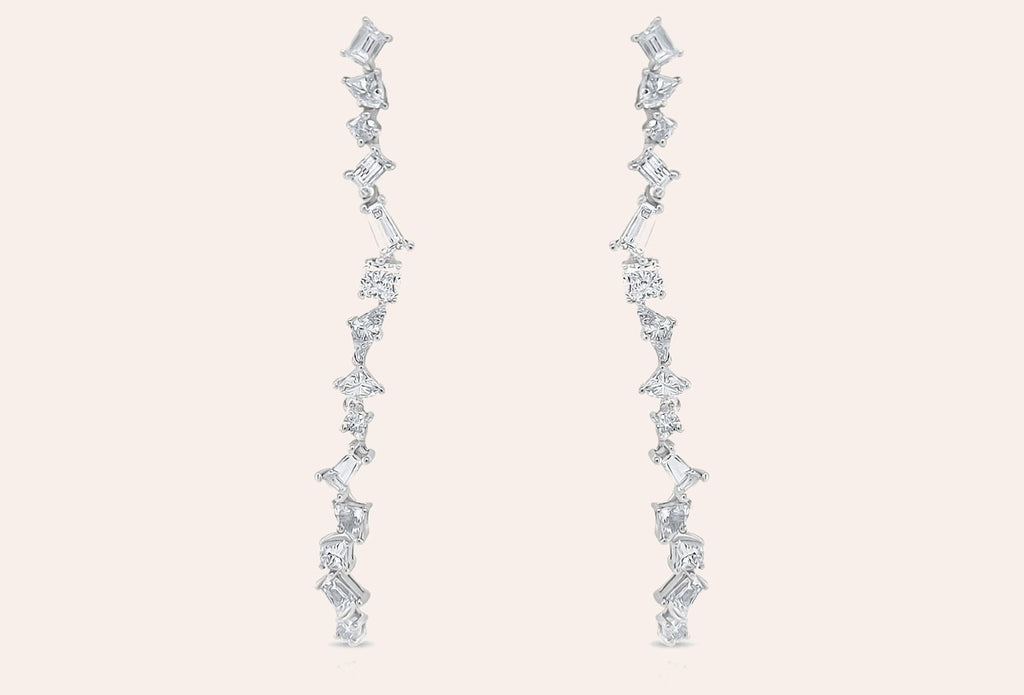 Earrings 18kt White Gold and 3.15 carats of Mixed-Cut Inline Diamond