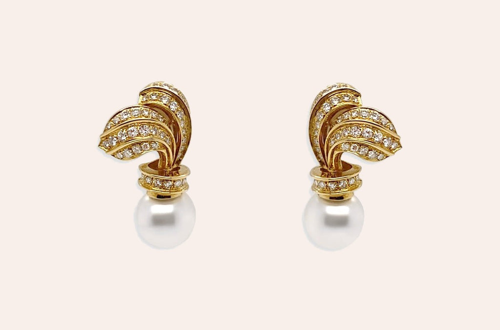 Earrings Classic 18kt Gold South Sea Pearls & Diamonds