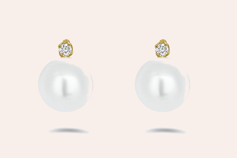 Earrings 14kt Gold Pearls & Diamonds