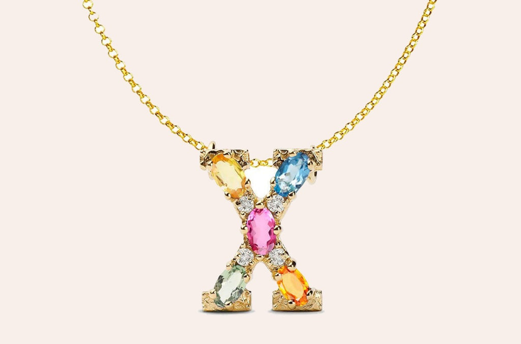 Pendant Letter X Initial 18kt Gold