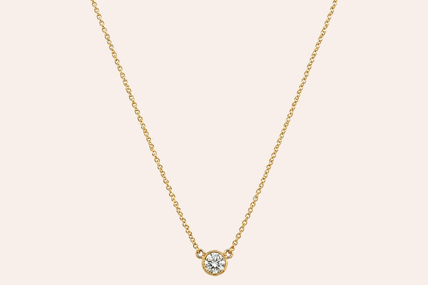 Necklace 14kt Yellow Gold with Central Diamond 0.12 carats