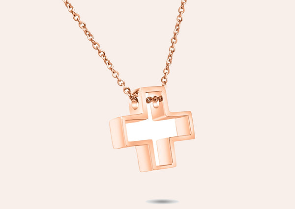Necklace 14kt Rose Gold Cross Silhouette