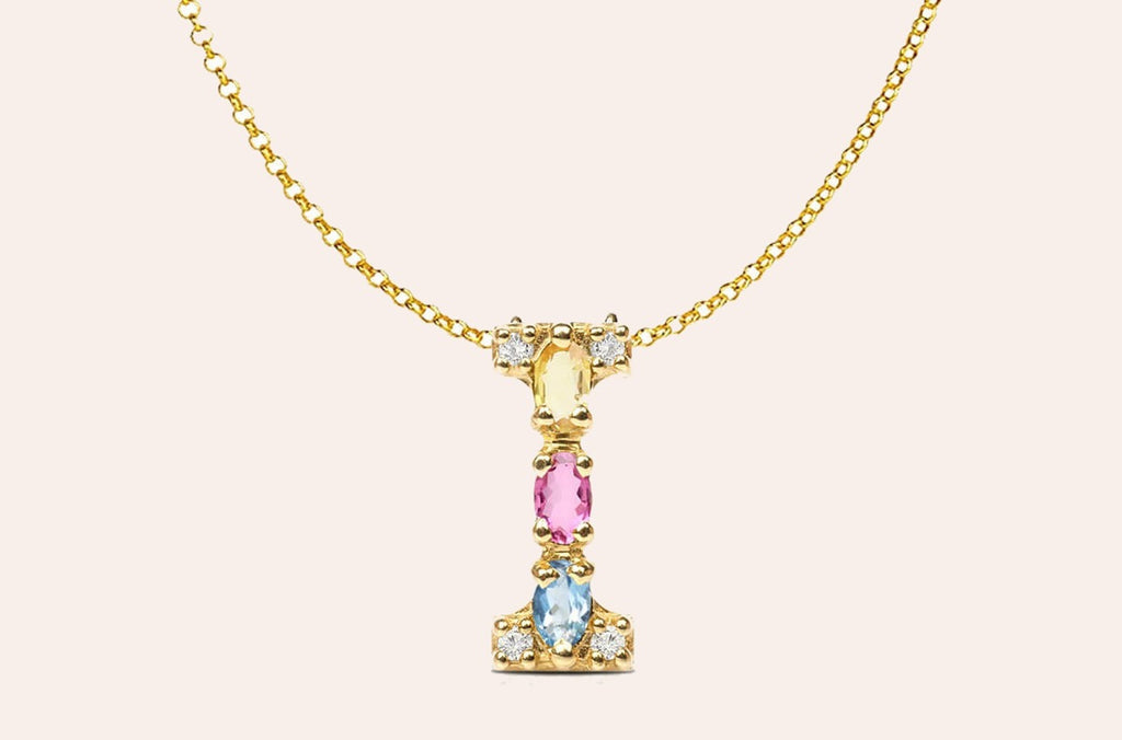 Pendant Letter I Initial 18kt Gold