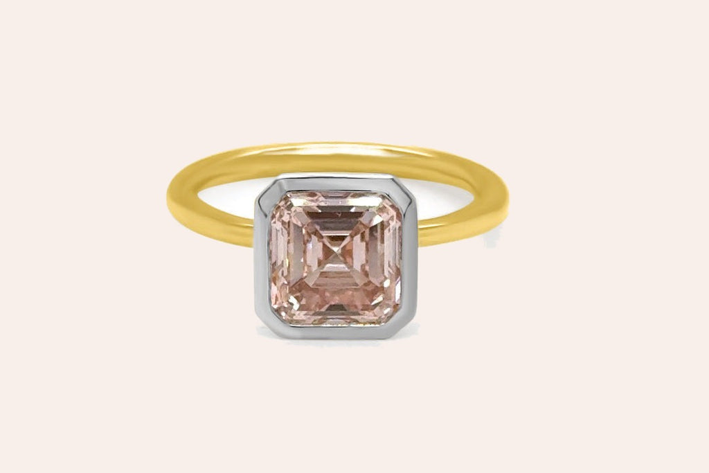 Ring 18kt Mixed Gold & Asher-Cut Lab Fancy Pink Diamond