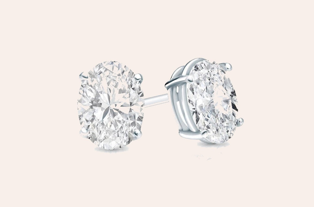 Earrings 0.48cts Oval Diamonds 18kt Gold Studs Early Winter Collection