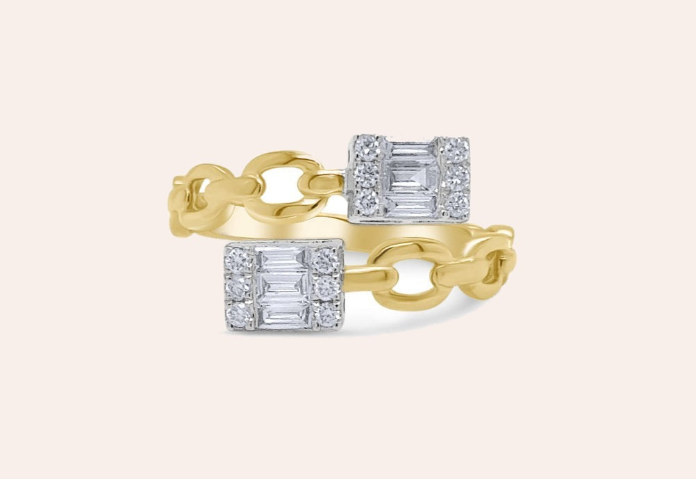 Ring 18kt White and Yellow Gold You and Me Illusion Diamonds