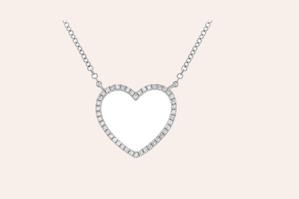 Necklace 14 Kt Gold Heart Shape with Diamond