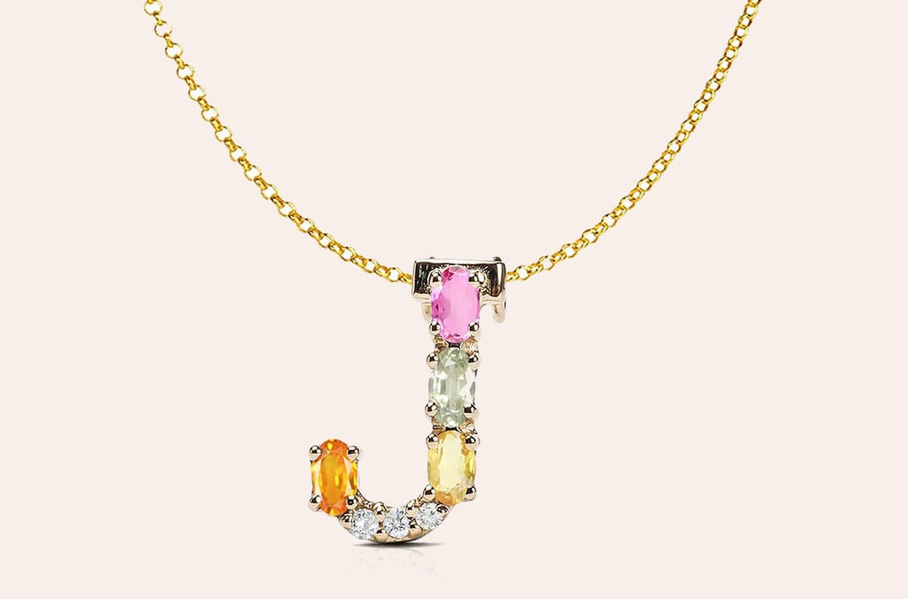 Pendant Letter J Initial 18kt Gold