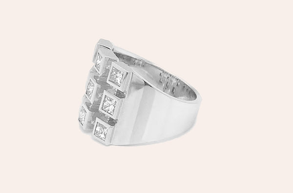 Ring White Gold & Princess Cut Diamonds