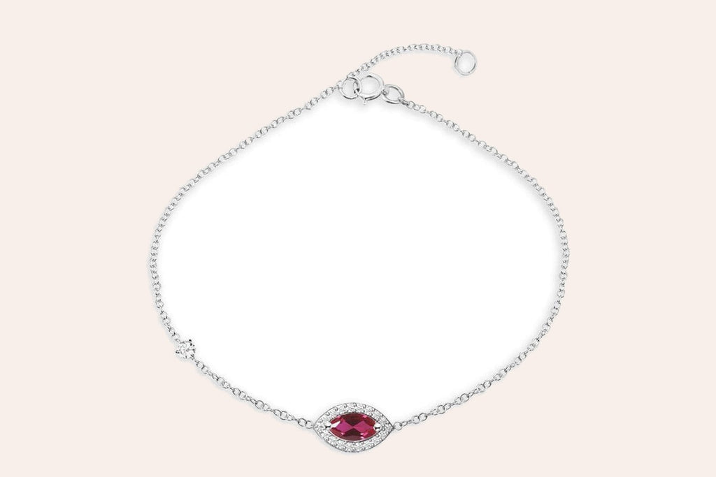 Bracelet 18kt Gold Center Marquise Gemstone Pave