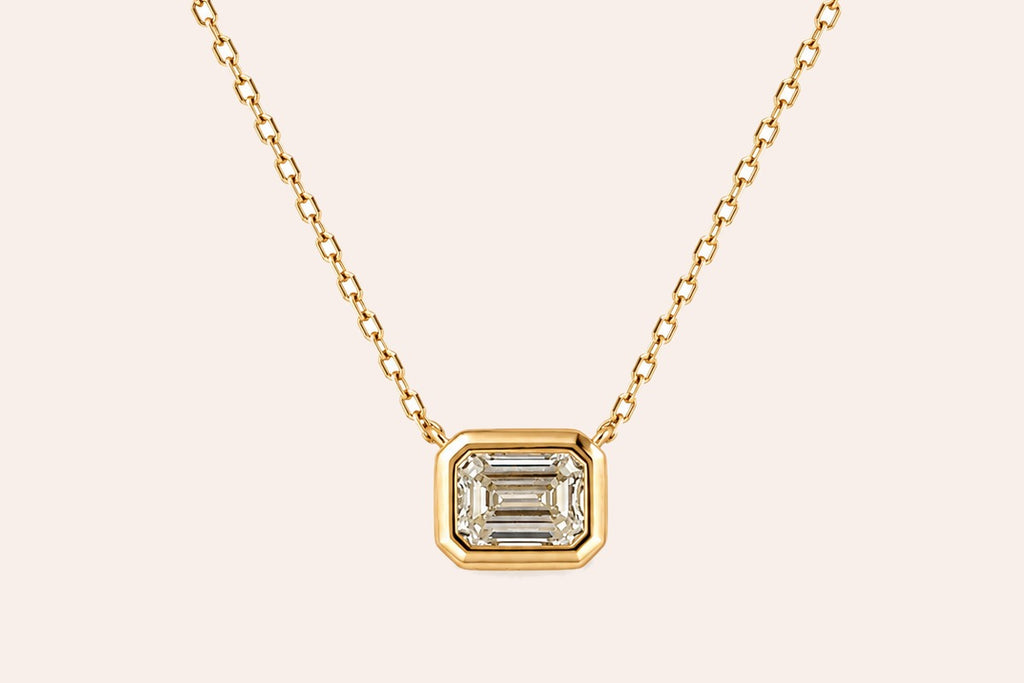 Necklace 18kt Yellow Gold Emerald cut Diamond