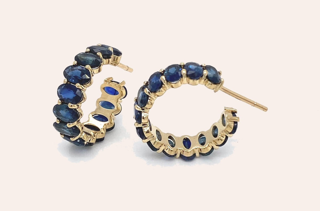 Earrings Hoops Oval Gemstones 18kt Gold